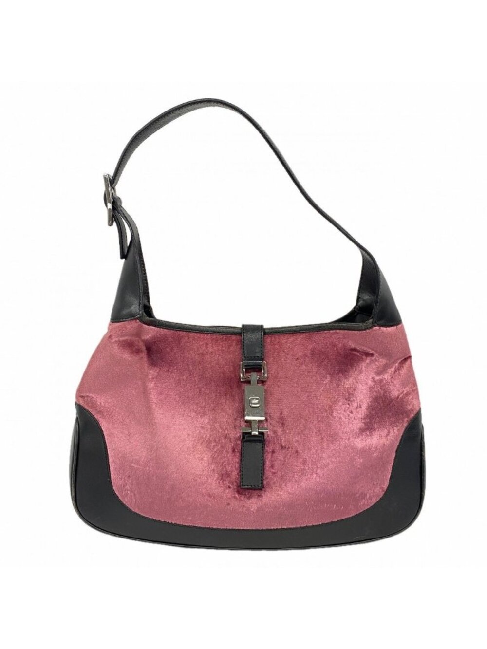 Gucci Handbag Jackie 001 Velour Pink Black Silver